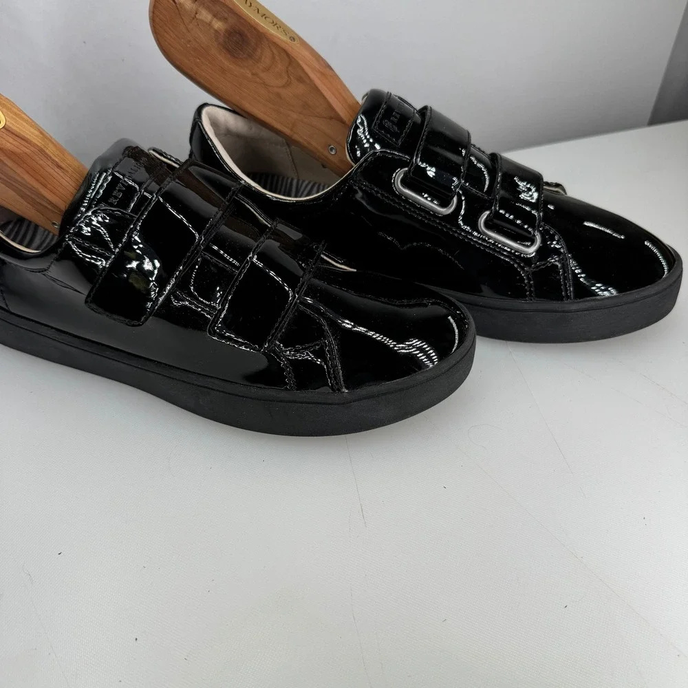 Revitalign Malibu Bella Patent Womens 7.5B Black Triple Strap Orthotic Sneaker